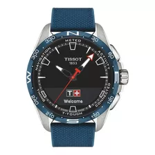 Reloj Hombre Tissot T121.420.47.051.06 Touch Connect Solar Color De La Correa Azul Color Del Bisel Plateado Color Del Fondo Negro