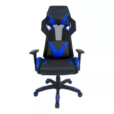 Cadeira Gamer Pelegrin Pel-3014 Reclinável Preta E Azul Cor Preto E Azul Material Do Estofamento Couro Pu