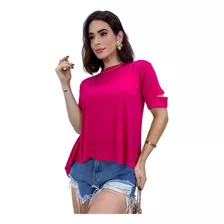 Blusa Blusinha Feminina Manga Curta Mullet Veste Legging 