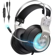 Audífonos Gamer Mpow Eg3 Pro Gris Con Luz Led