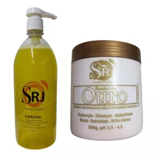 Kit Tratamento Capilar Profissional Queratina Banho Ouro