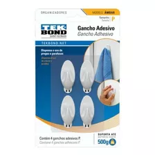 Gancho Adhesivo Ámbar De Plástico Blanco, Talla P, Tek Bond