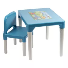 Mesinha Cadeira Infantil Menino Azul Dinossauro