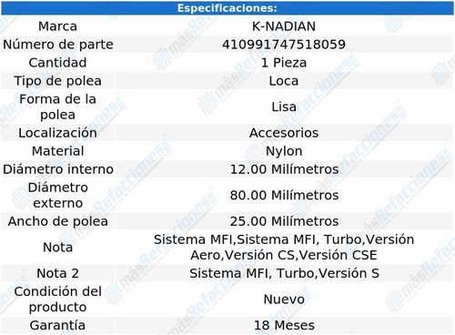 Polea Banda Nylon Lisa K-nadian Saab 9000 L4 2.3l 90 Al 98 Foto 3