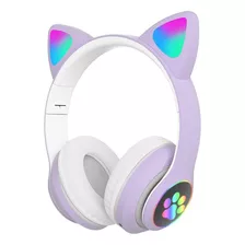 Auricular Orejitas Inalambrico Bluetooth Con Luces Microfono Color Violeta Color De La Luz Agua