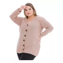 Casaco Blusa Trico Feminino Plus Size Geométrico - 054