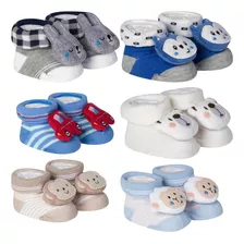 Kit 6 Pantufa Infantil Divertida De Bebe Meia Menino