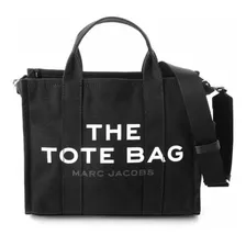 Bolsa Tote Marc Jacobs The Medium Tote Bag Diseño Liso De Lona De Algodón Black Con Correa De Hombro Negra Asas Color Negro
