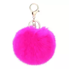 Chaveiros Femininos Argola Chaveiro Pelúcia 8 Cm Pom Pom Cor Rosa Pink