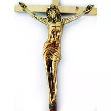 Crucifixo De Parede Em Bronze Jesus Cristo Decoração 50 Cm