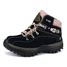 Tênis Bota Coturno Feminino Adventure Trilha Couro Ecológico