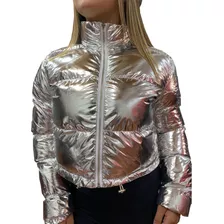 Campera Puffer Metalizada Corta Mujer Abrigo Importada Moda