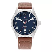 Reloj Tommy Hilfiger Hombre 1710559 Modern Classic Color De La Malla Marrón Color Del Bisel Plateado Color Del Fondo Azul