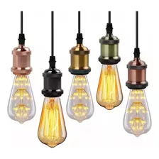 Kit Lustre Pendente Retro Com Lampada Filamento Led Vintage