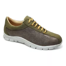 Zapatilla Basica De Cuero Cordones Goma Ultra Liviana L-53