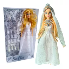 Boneca Casamento Noiva Tipo Barbie + 12 Acessórios Presente