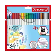 Estojo Caneta Brush Pen 68 Stabilo 24 Cores