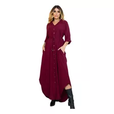 Vestido Feminino Longo Cinto Moda Evangelica Casual Basico