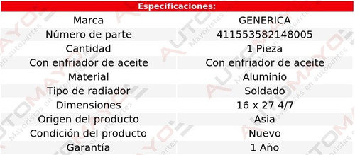 1-radiador T- Soldado 16 X 27 4/7 Lancer Dodge L4 2.4l 08-16 Foto 2