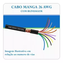 Cabo Manga 10 Vias X 26 Awg Preto 30 Metros - Com Blindagem