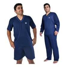 Combo 2 Pijamas Masculino Adulto Inverno + Verão - Promoção 