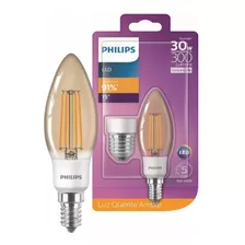 Lâmpada Retrô Filamento Led Vela 2,7w Âmbar E14 E27 Philips Cor Da Luz Branco-quente 110v/220v