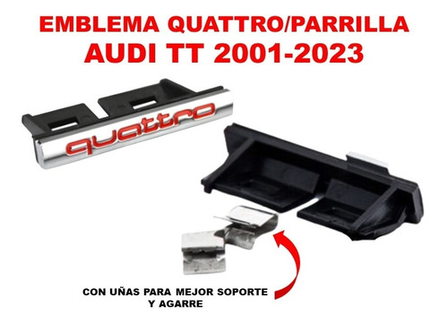 Emblema Quattro/parrilla Audi Tt 2001-2023 Crom/rojo Foto 3