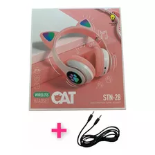 Fone Gatinho Sem Fio Com Led Bluetooth Orelha Gato + Cabo P2