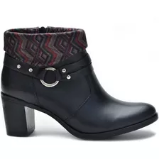 Botas Femininas Tratorada Salto Cano Curto Ziper Couro 2050