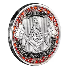 Moeda Maçonaria Maçom Masons Freemasons Fraternal Prateada