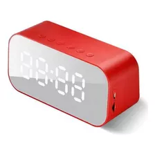 Rádio Relógio Bluetooth Despertador E Caixa De Som Vermelho