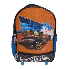 Mochila Escolar Con Ruedas Niños Hot Wheels 14'' Autos