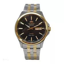 Relógio Masculino Orient Automatico Prata Dourado Calendário