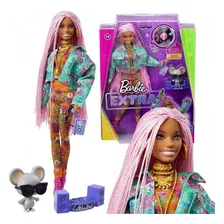 Barbie Extra Doll Tranças Rosas Dj Mouse Pet - Mattel Gxf09