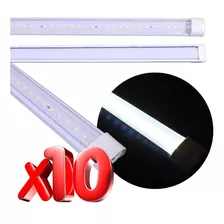 Paquete De 10 Regletas Tubo Led Con Conector Integrado 22w Color Blanco