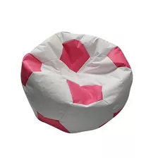 Sillón Puff Balón Soccer Blanco/rosa Para Adulto 100kg