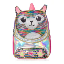 Mochila Llama Lentejuela Multicolor Wilys Color Rosa