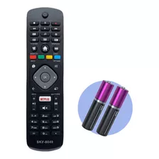 Controle Remoto Compatível Tv Philips Smart Netflix + Pilhas