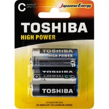 Pilhas Alcalinas Média Tipo C Bateria Toshiba Com 2 Un