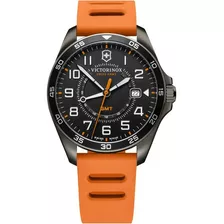 Reloj Victorinox Fieldforcegmt Swiss Army 241897 Para Hombre, Color De Correa Naranja, Color De Bisel Negro, Color De Fondo Negro