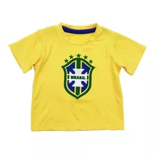 Camiseta Copa Do Mundo Infantil Para Criança Com Nome Brasil