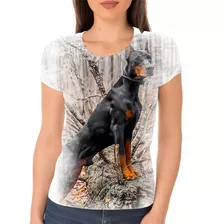 Camisa Camiseta Feminina Babylook Doberman Cachorros Raça