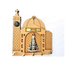 Porta Chave Madeira Parede Mdf Aparecida Dourado Basilica