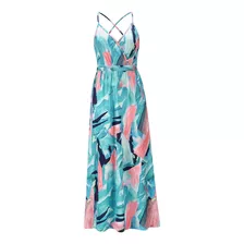 Vestido Maxi Mujer Casual Bohemio Cuello En V Floral Patrón