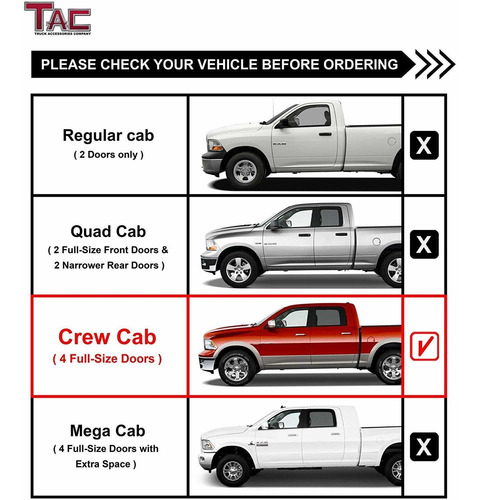 Tac Pasos Laterales Estribos Fit 2009-2018 Dodge Ram 1500 De Foto 3