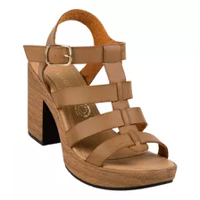 Sandalia Casual Tacon Mujer Café Tac Piel Stfashion 23503803