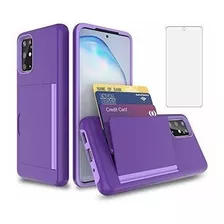 Funda Para Galaxy A51 5g C/guarda Tarjetas + Vidrio Violeta