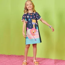 Vestido Infantil Verão Meia Malha Animais Kukiê