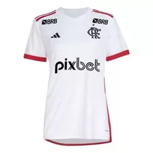 Manto Flamengo Feminina Jogo 2 adidas 2024 + Kit Patrocinio.