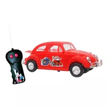 Carrinho Controle Remoto Fusca Vermelho Com Luz Dm Toys